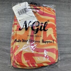 NGIL Pink & Orange Large Top Handle Cosmetic Case Bag